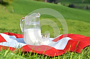 Jug of milk on the Swiss flag