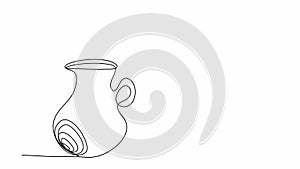 Jug, one line drawing animation. Video clip with alpha channel.