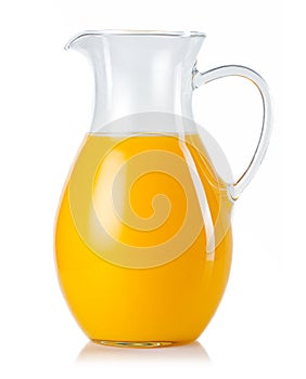 Jug with orange juice isolated on white