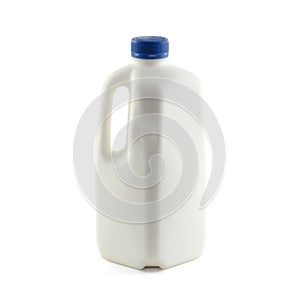 Jug plastic milk isolated on white background photo