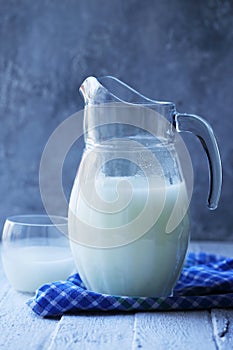 Jug with whey on the table
