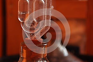 Jug of wine. Production wina.Proces fermentation