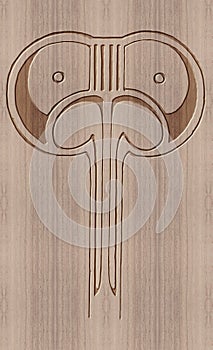 Jugendstil motif carved in monkeypod.