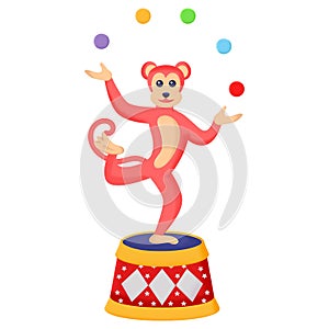 Juggler chimpanzee Vector Icon Design, Circus characters Symbol, Carnival performer Sign, Festival troupe Stock illustration, Tale