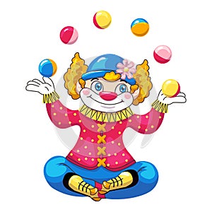 Juggler clown icon, cartoon style