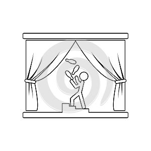 juggler on stage icon. Element of Theatre for mobile concept and web apps icon. Outline, thin line icon for website design and