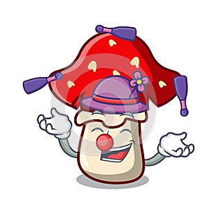 Juggling amanita mushroom mascot cartoon