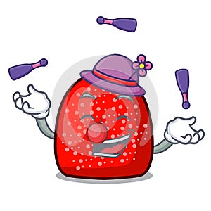Juggling gumdrop mascot cartoon style