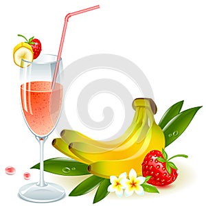 Juice of banana and strawberry