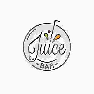 Juice bar logo. Round linear logo of juice splash