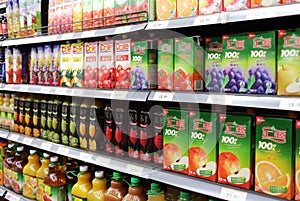 Juice And Beverages In Supermarket