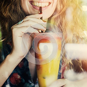 Juice Calm Cheerful Chilling Female Trendy Concept