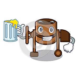 With juice concrete mixer mascot cartoon