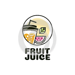 Juice cup drink fruit smoothie cocktail logo concept design