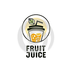 Juice cup drink orange lemon fruit smoothie cocktail logo concept design