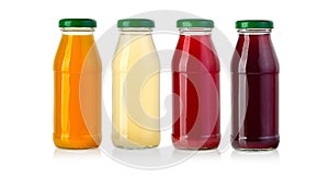 Juice in glass bottle isolated on white