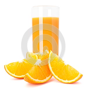 Juice glass and orange fruit