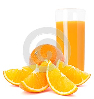 Juice glass and orange fruit