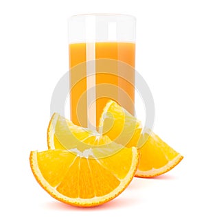 Juice glass and orange fruit