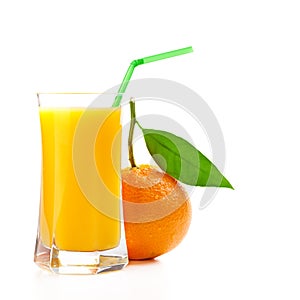 Juice glass and orange fruit