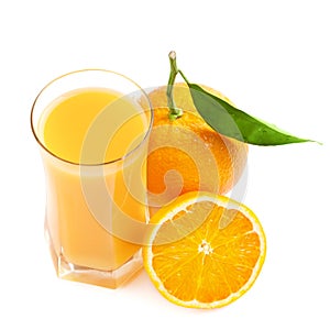 Juice glass and orange fruit