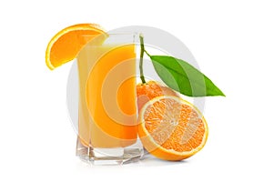 Juice glass and orange fruit