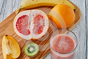 Juice of a grapefruit, kiwi and orange