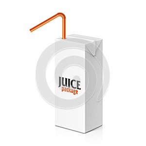 Juice or milk box with drinking straw