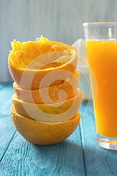 Juice with orange peels