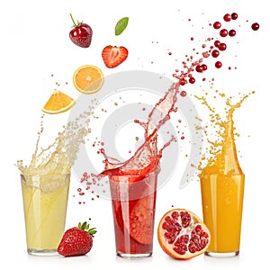 Juice splash set isolated on white