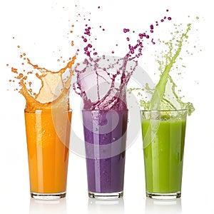 Juice splash set isolated on white
