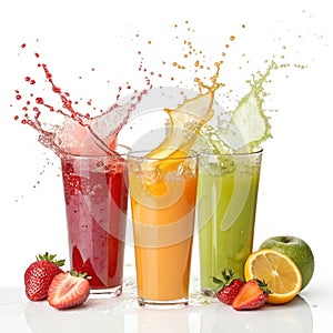 Juice splash set isolated on white
