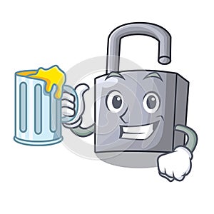 With juice unlocking padlock on the cartoon gate