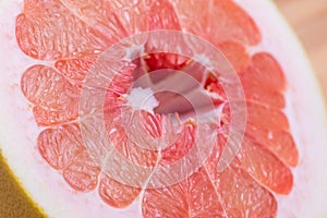 Juice vesicles and seeds of pomelo cross section