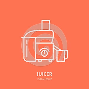 Juicer vector flat line icon. Cooking equipment linear logo. Outline symbol for household kitchen appliances shop