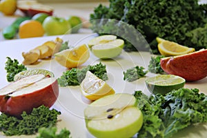 Juicing ingredients Kale, apple, ginger photo