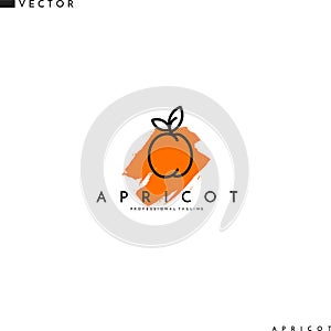 Juicy apricot logo. Outline style