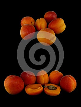 Juicy apricot on white background close-up. Fruit, food, harvest, vitamins, snack, wallpaper