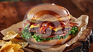 The juicy bacon cheeseburger. AI generated