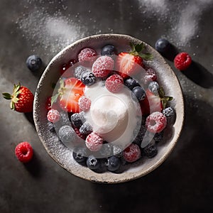 juicy berries topped with a generous dollop