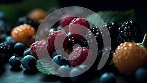 Juicy berry bowl a gourmet dessert for healthy eating lifestyles generated by AI
