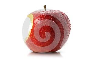 Juicy bite of a red apple