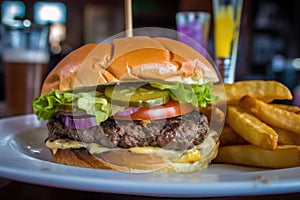 juicy burger, cooked to perfection and ready to be devoured by hungry customer