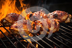 Juicy Chicken meat on grill. Generate Ai