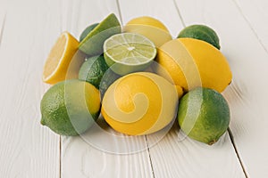 Juicy citruses on white background