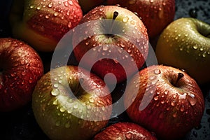 Juicy, colorful apples on a neutral background - perfect for designs related to food, nutrition, as well as health and dietetics.