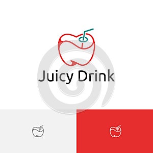 Juicy Drink Apple Fruit Juice Monoline Logo