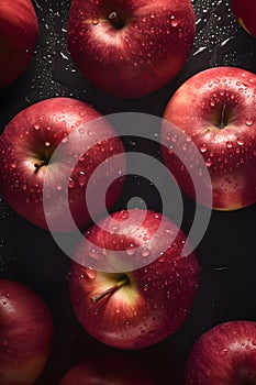 Juicy and fresh apples in vibrant shades of green and red. The droplets of water on the surface add to their freshness and appeal.