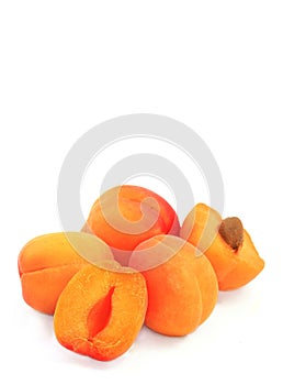 juicy fresh apricots on a white background photo