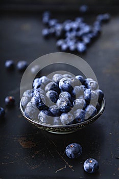 Juicy and fresh blueberries on a beautiful background